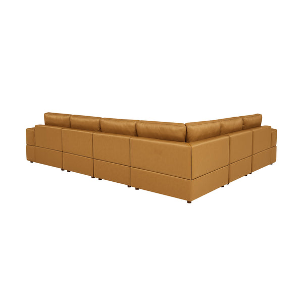 English Elm Large Square Arm Leather Match Modular Sectional for Spacious Living Rooms Ginger B2748S00131