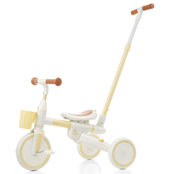 English Elm 7 in 1 Convertible Toddler Tricycle Aluminum Frame Push Trike with Rotating Seat Canopy Yellow N726P300636Y