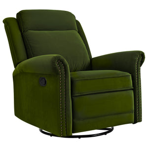 English Elm Christopher Knight Home® - 360° Swivel Recliner Plush Velvet Manual Rocker with Infinite Recline Support for Living Room Comfort Green N763P202666E