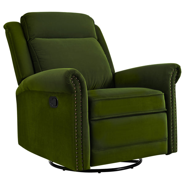 English Elm Christopher Knight Home® - 360° Swivel Recliner Plush Velvet Manual Rocker with Infinite Recline Support for Living Room Comfort Green N763P202666E