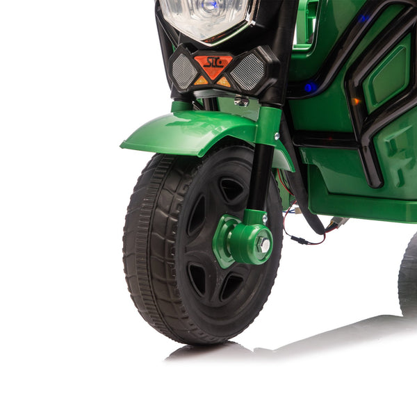 English Elm 12v Kids Electric Cargo Trike with Led Lights Wide Seat Anti-slip Wheels Toddler Ride On Green W1578P336049