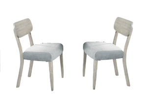 English Elm Natural Wood Grain Set of 2 Dining Chairs with Solid Rubberwood Frame, Fabric Cushions, Open Back Design B011P193979