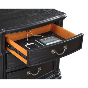 English Elm Taylor Black 3-Drawer Nightstand with Felt-Lined Organizer, Antique Copper Pulls, Sleek Bedroom Storage B062P299900