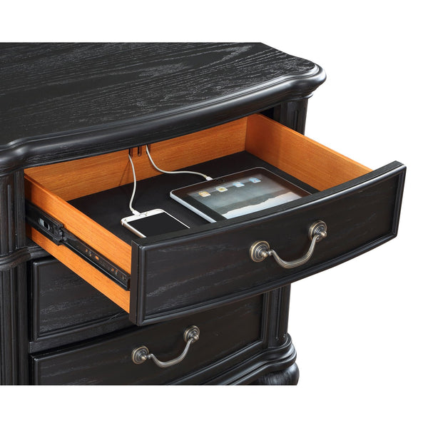 English Elm Taylor Black 3-Drawer Nightstand with Felt-Lined Organizer, Antique Copper Pulls, Sleek Bedroom Storage B062P299900