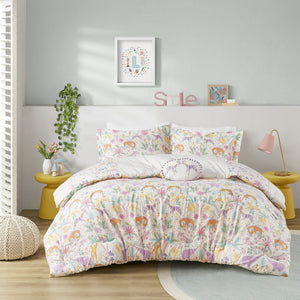 English Elm 3 Pcs Twin Floral Reversible Comforter Set In Purple - Cozy Cotton Bedding With Throw Pillow Included B035P319908
