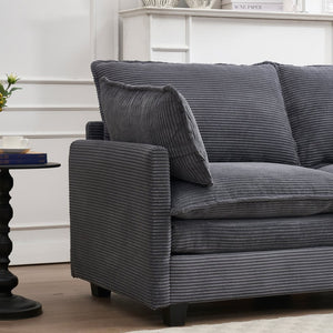 English Elm Modular Velvet U-Shaped Sofa With Ottoman & Lumbar Pillows - Luxurious Comfort For Living Rooms W2705S00023-GIGA