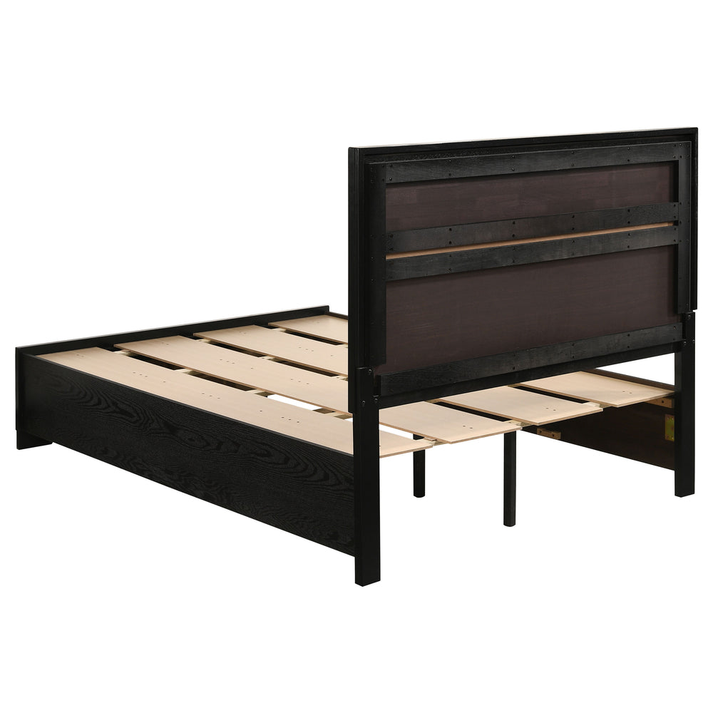 English Elm Urbana Black Full Storage Panel Bed with Crystal Pulls & Glitter Trim, Slatted Platform, Drawers Included B062S00696