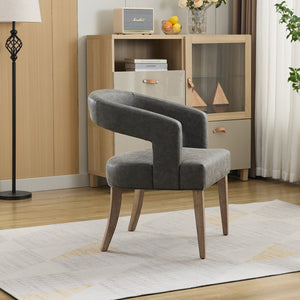 English Elm 25.79" Wide Modern Barrel Accent Chair - Gray Pu Upholstered With Weathered Wood Legs For Any Space W3118P254207