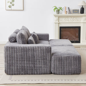 English Elm 87" Oversized Sectional Lounge Chaise – No Assembly, Cloud Plush Loveseat With 2 Footstools, Modern Comfort W834S00332