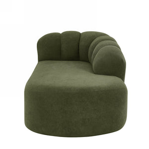 English Elm 80" Curved Sofa Scalloped Bubble Back Polyester Upholstered Modern Living Room Seating Olive Green N771P397555L