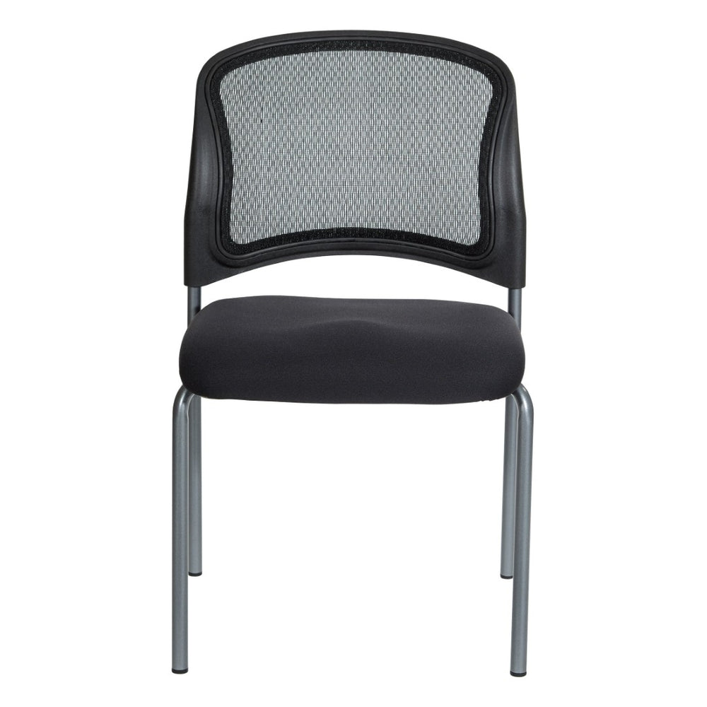 OSP Home Furnishings Titanium Frame Stackable Office Visitor Chair with Mesh Back and Padded Ergonomic Seat Coal 86724R-30