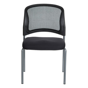 OSP Home Furnishings Titanium Frame Stackable Office Visitor Chair with Mesh Back and Padded Ergonomic Seat Coal 86724R-30