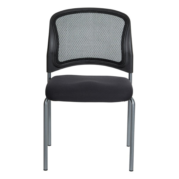 OSP Home Furnishings Titanium Frame Stackable Office Visitor Chair with Mesh Back and Padded Ergonomic Seat Coal 86724R-30