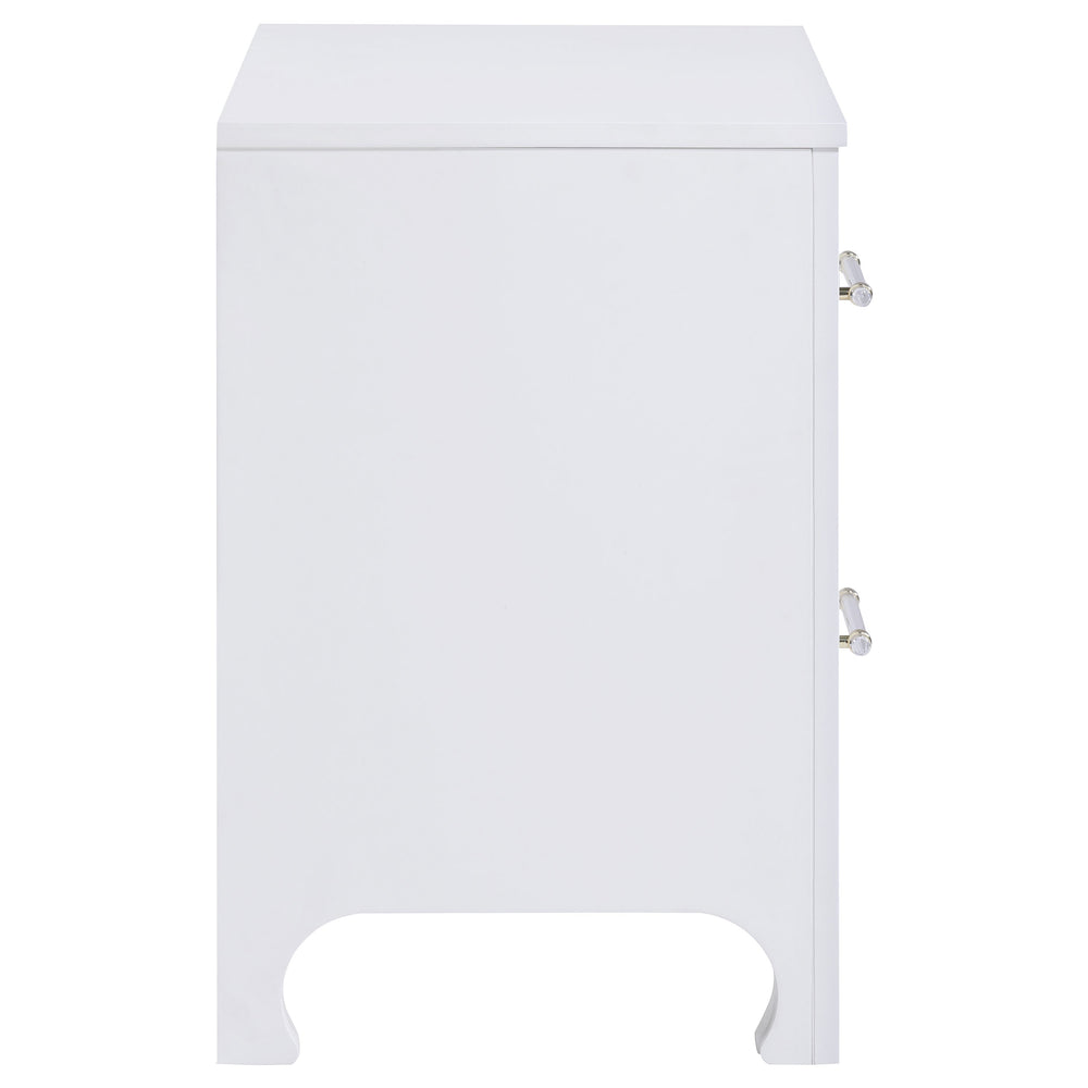 English Elm Helena Pearl White 2-Drawer Nightstand with Soft Curves, Spacious Storage, Modern Chic Bedroom Accent B062P299878
