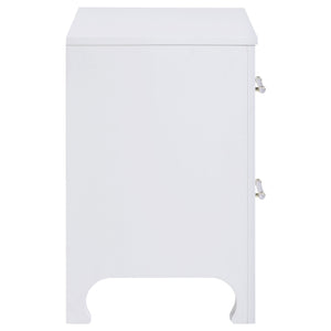English Elm Helena Pearl White 2-Drawer Nightstand with Soft Curves, Spacious Storage, Modern Chic Bedroom Accent B062P299878