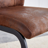 English Elm A Set Of Two Brown Chairs, Including Suede Cushions and Black Metal Legs. Small Size, Suitable For Select Groups, Suitable For Dining Room, Kitchen, Terrace and Guest Office Chairs (Set Of 2)