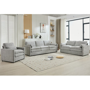 English Elm Cozy Oversized Chenille Sofa Set With Plush Double Cushions For Ultimate Comfort In Light Grey N719S001920R