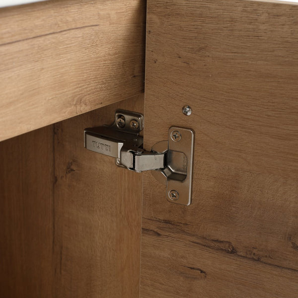 English Elm 18'' Floating Wall-Mounted Bathroom Vanity with Ceramic Sink, Soft-Close Door & Space-Saving Design Imitative Oak W999P236339