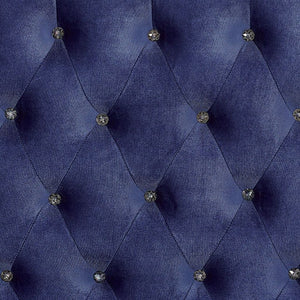 English Elm Glamorous Blue Velvet-Like Queen Bed with Tufted Wingback Headboard, Crystal Buttons & Nailhead Trim B2741S00211