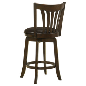 English Elm Decker Swivel Counter Stool in Dark Cherry Wood with Vertical Slat Back and Brown Faux Leather Seat B062P299928