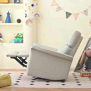 English Elm Manual Rocker Recliner Chair In Soft Pu Leather - Space-Saving Comfort For Nurseries & Living Rooms W1028S00048