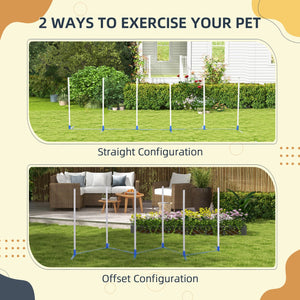 English Elm PawHut Adjustable Dog Agility Weave Poles Kit with Carry Bag — Portable, Durable 600D Oxford Trainer W2225P173787