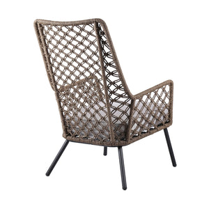 English Elm Marco Handcrafted Rope Woven Steel Lounge Chair Powder Coated for Patio or Living Room B2736P464889