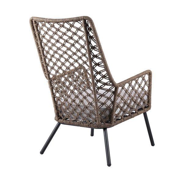 English Elm Marco Handcrafted Rope Woven Steel Lounge Chair Powder Coated for Patio or Living Room B2736P464889