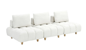 English Elm 90 Teddy Sofa 90in Plush Apartment-Ready 3-Seater with Solid Wood Legs, Sponge Cushions, Cozy Appeal Beige W1658S00064