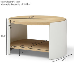 English Elm Round Two-tier Coffee Table with Open Shelf Modern Living Room Wood Grain Mdf Top W1117P224566