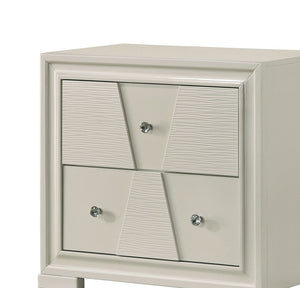 English Elm Textured Geometric Nightstand Solid Rubberwood White Lacquer Dovetail Drawer Bedroom B2741P433337