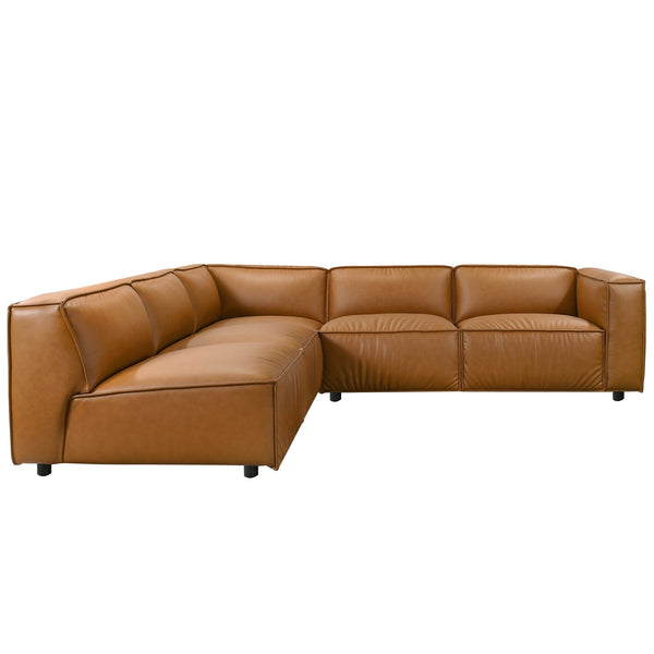 English Elm Brenham Vegan Leather Right Chaise Sectional with Mid Century Metal Legs B183S00203