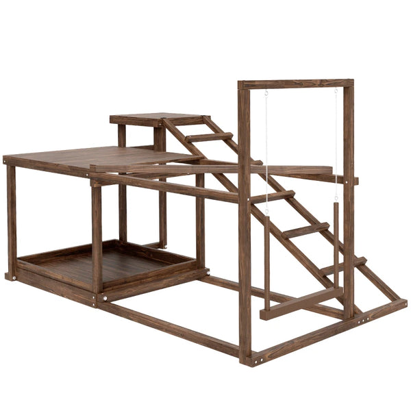 English Elm Pet Chicken Activity Play Set Solid Fir Wood Swing Ladder Perch Feeder Enrichment T3971P412299