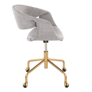 English Elm Task Chair with Chrome Five Star Base Grey Fabric Seat for Modern Home Office Use B202P474179