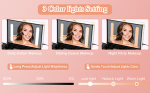 English Elm Portable Led Vanity Makeup Case Aluminum Travel Organizer with Mirror Lock Dividers W1550P163303