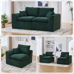 English Elm UNITED Cloud Couch Modular Sectional Sofa with Corduroy Cover, Ergonomic 2-Seater, No Assembly Needed Emerald W1568P371119