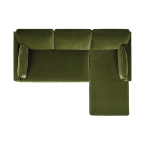 English Elm Jennifer Taylor Home - Knox 89" Modern Farmhouse Reversible Chaise Sectional Sofa with Performance Velvet, Plush Feather Seating Green B2719P238355