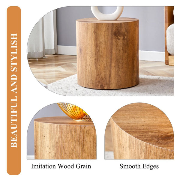 English Elm The Stylish Cylindrical Table - Versatile Coffee Table, Dining Surface, Or Compact Workbench Design W1151P200298-GIGA