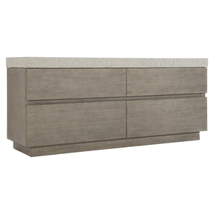 Bernhardt Bernhardt Ritter Dresser With Flint Oak Case & Sand Grey Cast Concrete Top, 4 Soft-Close Drawers, 309052