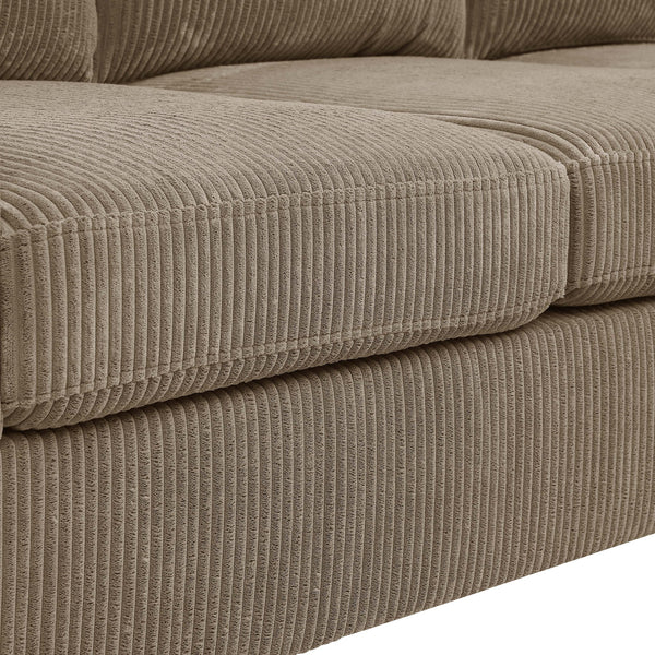 English Elm Savannah Corduroy Modular Sectional with Matching Ottoman for Contemporary Living Rooms Camel B343S00047