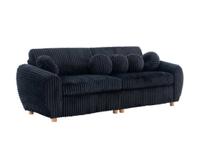 English Elm Modern Black Corduroy Sofa Couch - Stylish 84" Sectional Love Seat For Living Rooms & Home Offices W2363S00075