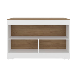 English Elm Wenge Finish Kitchen Island with Three Open Shelves for Modern Loft Organization B062S01859