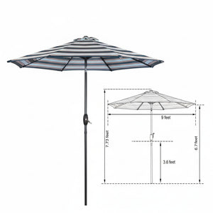 English Elm 9 Ft Striped Outdoor Patio Umbrella with Crank Tilt Aluminum Pole Uv Protection B082P454949