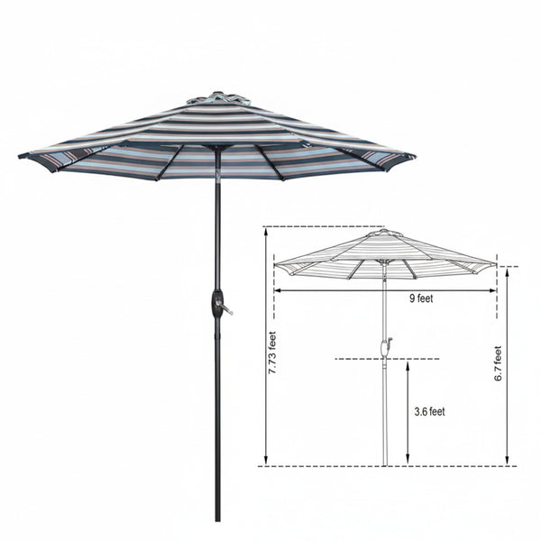 English Elm 9 Ft Striped Outdoor Patio Umbrella with Crank Tilt Aluminum Pole Uv Protection B082P454949