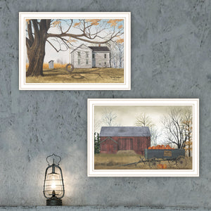 English Elm Trendy Decor 4u Billy Jacobs Farmhouse Barn Scene 2 Piece White Framed Wall Art B067P254113