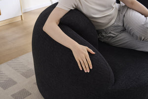 English Elm Ly-049s Curved Chenille Loveseat with Boneless Frame for Modern Living Spaces Black W2231P402442