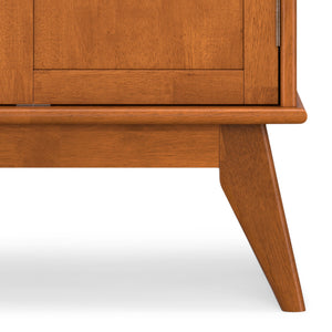 English Elm Draper Teak Mid Century Bar Cabinet – Solid Rubberwood, Wine & Stemware Storage, Drop-Down Worktop B136P203490