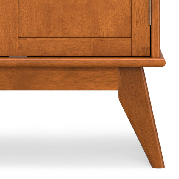 English Elm Draper Teak Mid Century Bar Cabinet – Solid Rubberwood, Wine & Stemware Storage, Drop-Down Worktop B136P203490