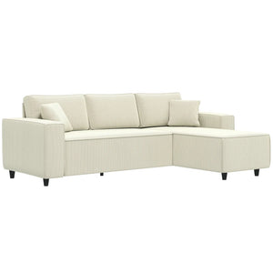 English Elm Conversation Corduroy L-shaped Sectional Sofa with Reversible Chaise for Living Rooms T3971S00153