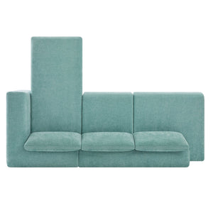English Elm L-shaped Chenille Sectional Sofa with Deep Modular Seating and Layered Cushion Comfort Teal N763S000090F